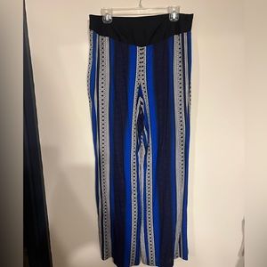 Black and Blue Striped Flowy Pants
